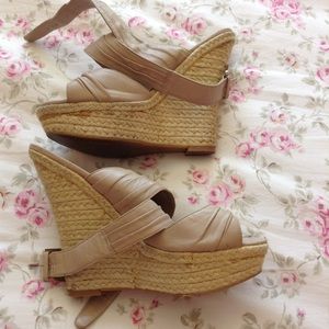 ALDO BEIGE WRAP AROUND WEDGE SHOES 38 SIZE 8